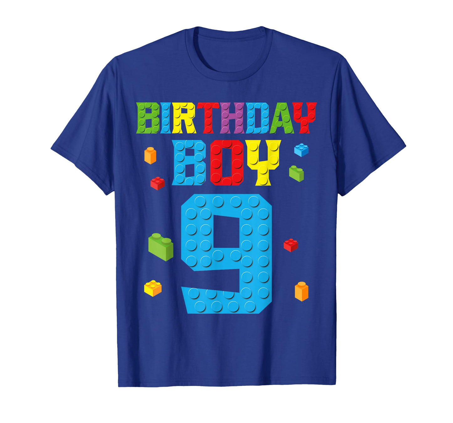 Master Builder 9th Birthday Boy Nine 9 Year Building Bricks T-Shirt