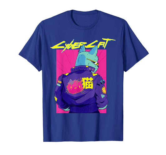 Cyberpunk Pun Cat cybercat Japanese Character cyberpunker T-Shirt