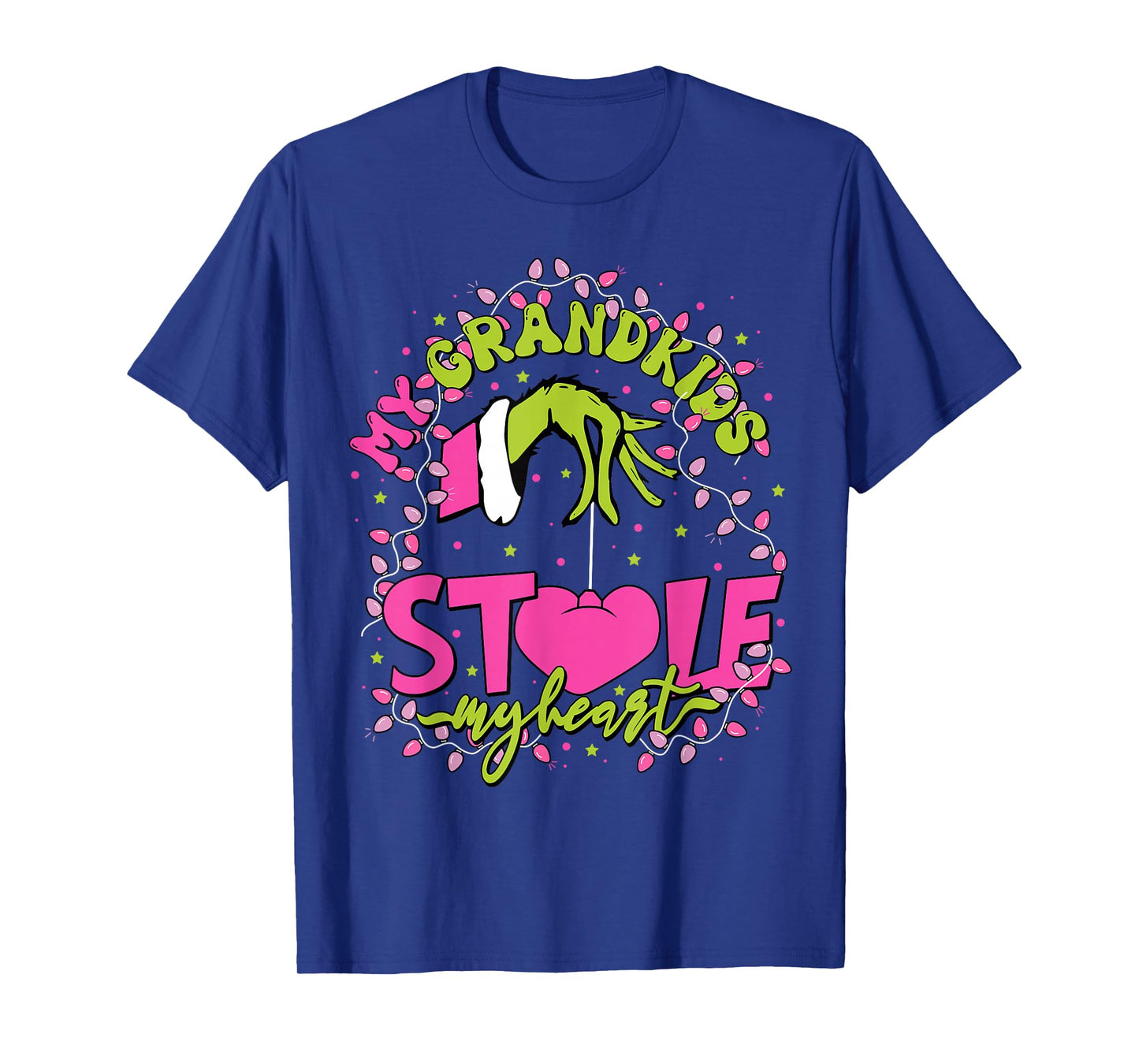 My Grandkids Stole My Heart Christmas Xmas Lights Holiday T-Shirt