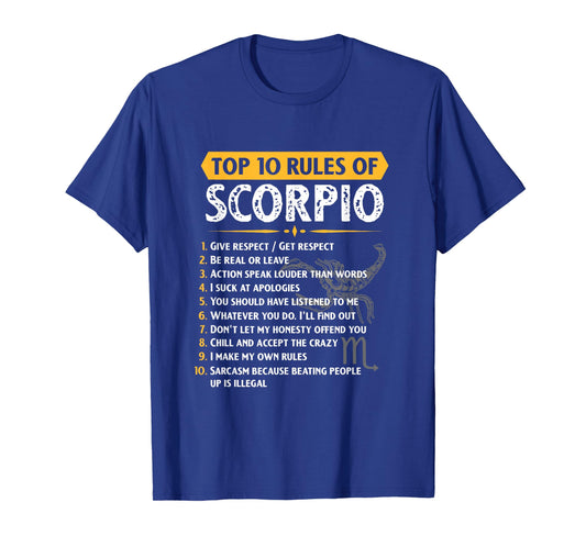 Top 10 Rules Scorpio Horoscope Birthday T-Shirt