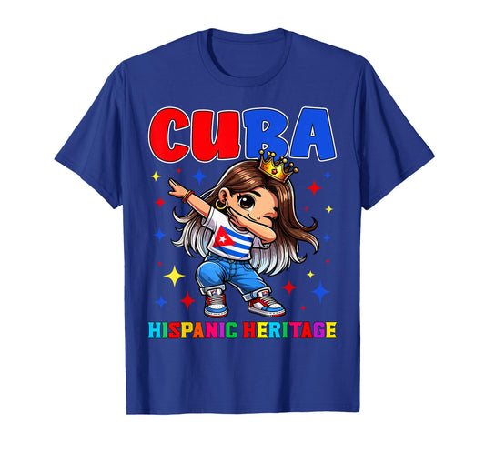 Cuba Dabbing Girl Hispanic Heritage Celebration for Kids T-Shirt