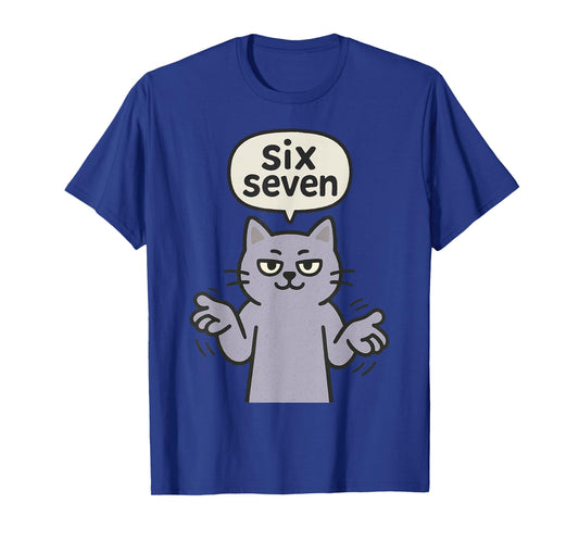 67 Six Seven 6-7 Cat - Funny Kids Gaming Brainrot Meme T-Shirt