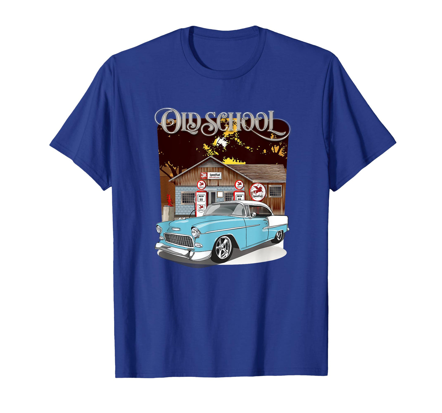 1955 Skyline Blue & White Bel Air Old School T-Shirt