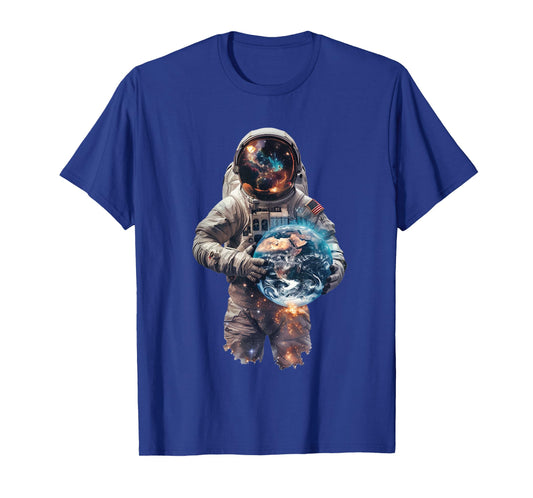 Astronaut Holds Earth in Space T-Shirt
