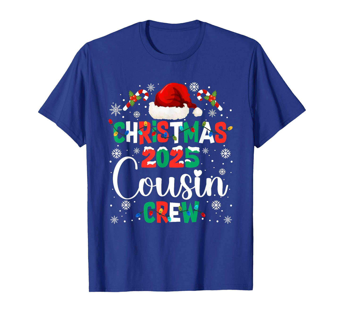 Santa Hat Christmas 2025 Cousin Crew Xmas Matching Pajamas T-Shirt