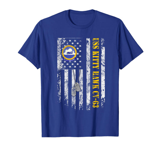 USS Kitty Hawk CV-63 Vintage Veteran Patriotic Flag Mens T-Shirt