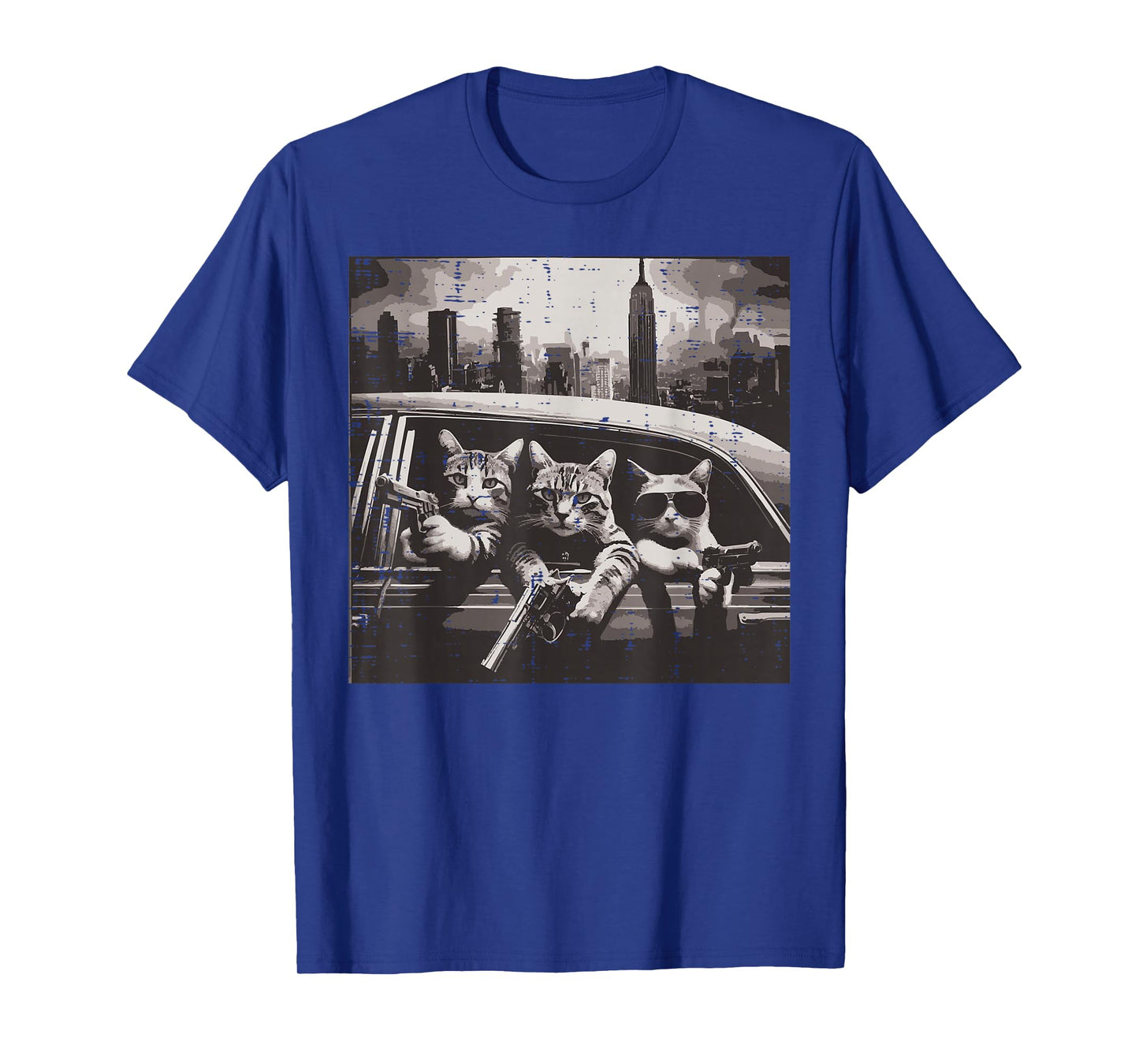 Gangster Cats Car New York Funny Meme Humor Thug Men Women T-Shirt