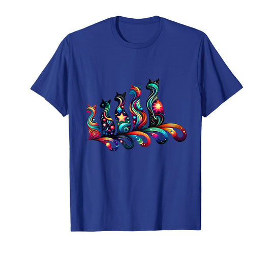 80s Colorful Kitten Lover Artwork Decor Cute Art Cat T-Shirt