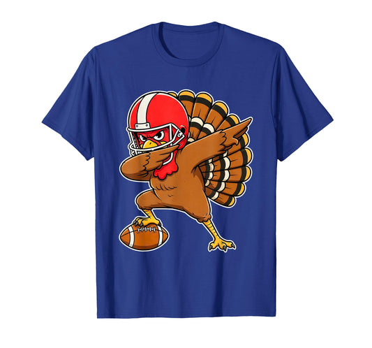 Dabbing Turkey with Football Thanksgiving for Men Boys Kids T-Shirt