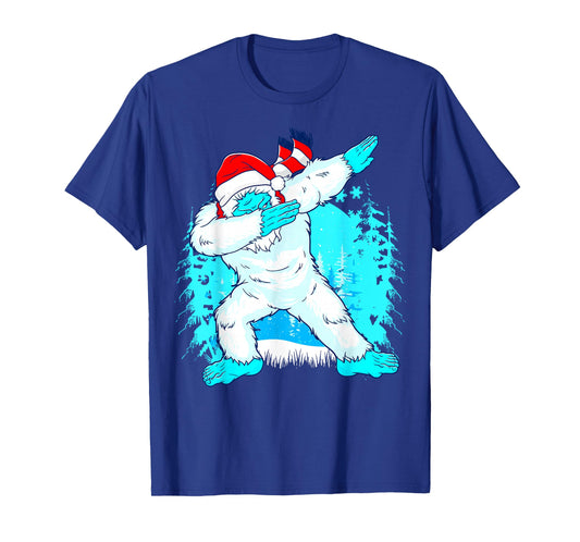 Christmas Dabbing Yeti Abominable Snowman Squatch Kids Boys T-Shirt
