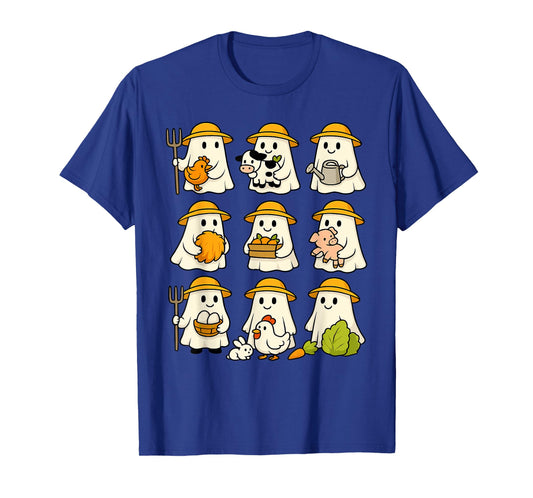 Cute Ghost Farmer Halloween Fall Farming Lover T-Shirt