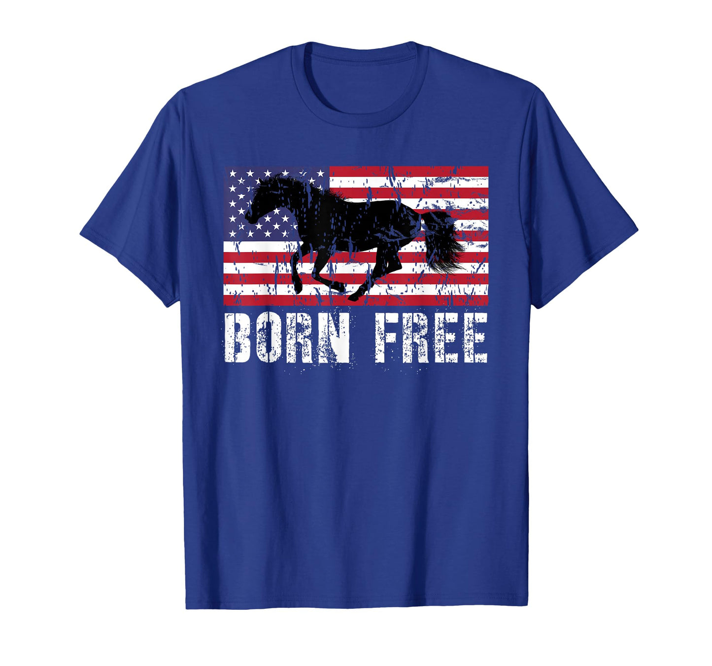 Vintage Born Free Horse American Flag Wild Mustang T-Shirt