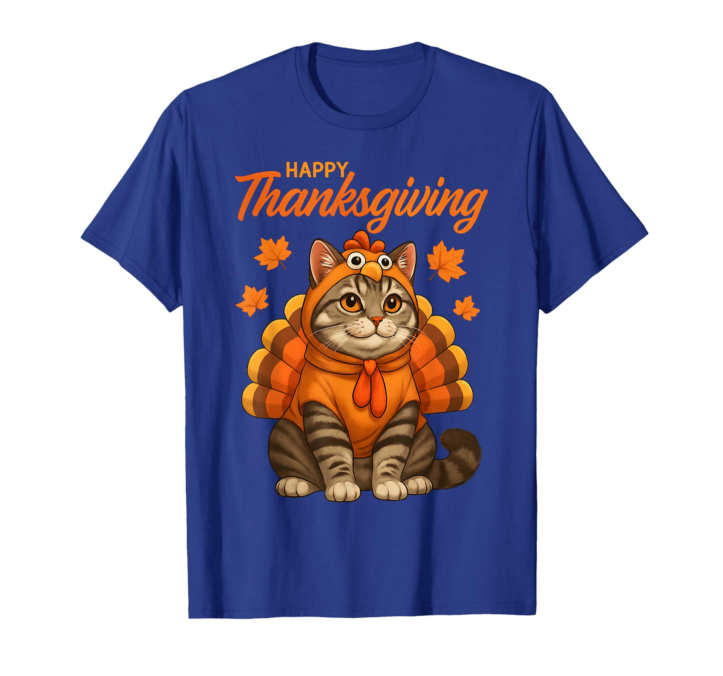 Happy Thanksgiving Cat Turkey Day Fall Women Girls Kids Men T-Shirt