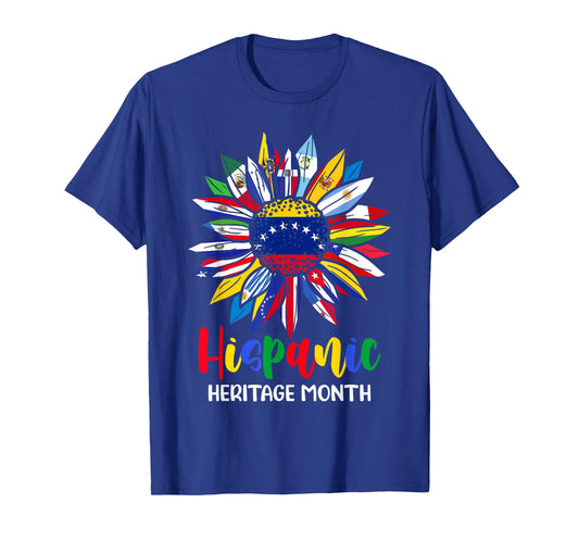 Hispanic Heritage Month Venezuela Flag Sunflower Latino Flag T-Shirt