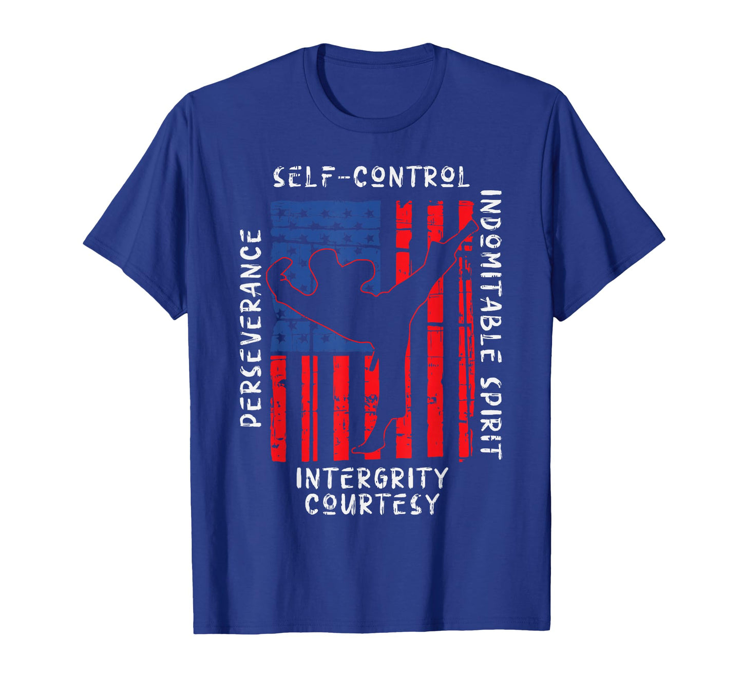 US Flag Taekwondo Five Tenets Vintage Martial Art Lover Gift T-Shirt