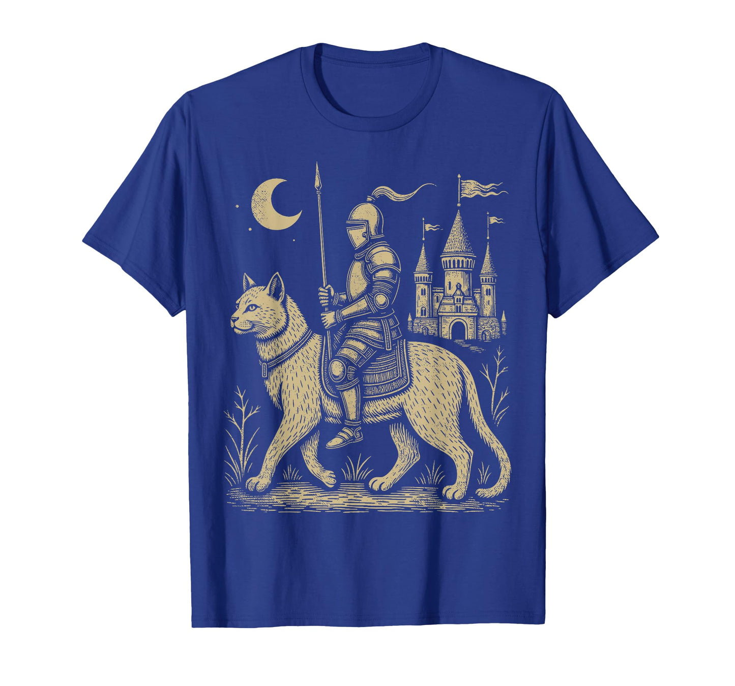 Weird Medieval Cat Middle Ages Armored Knight Riding Cat T-Shirt