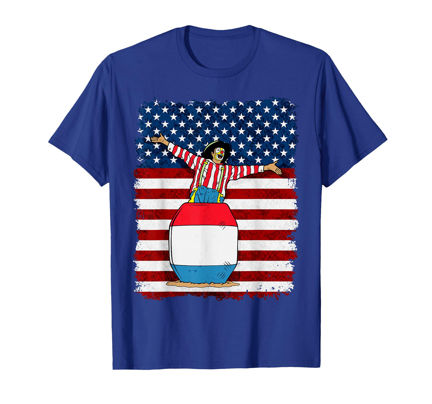 Rodeo Clown on American Flag Patriotic T-Shirt