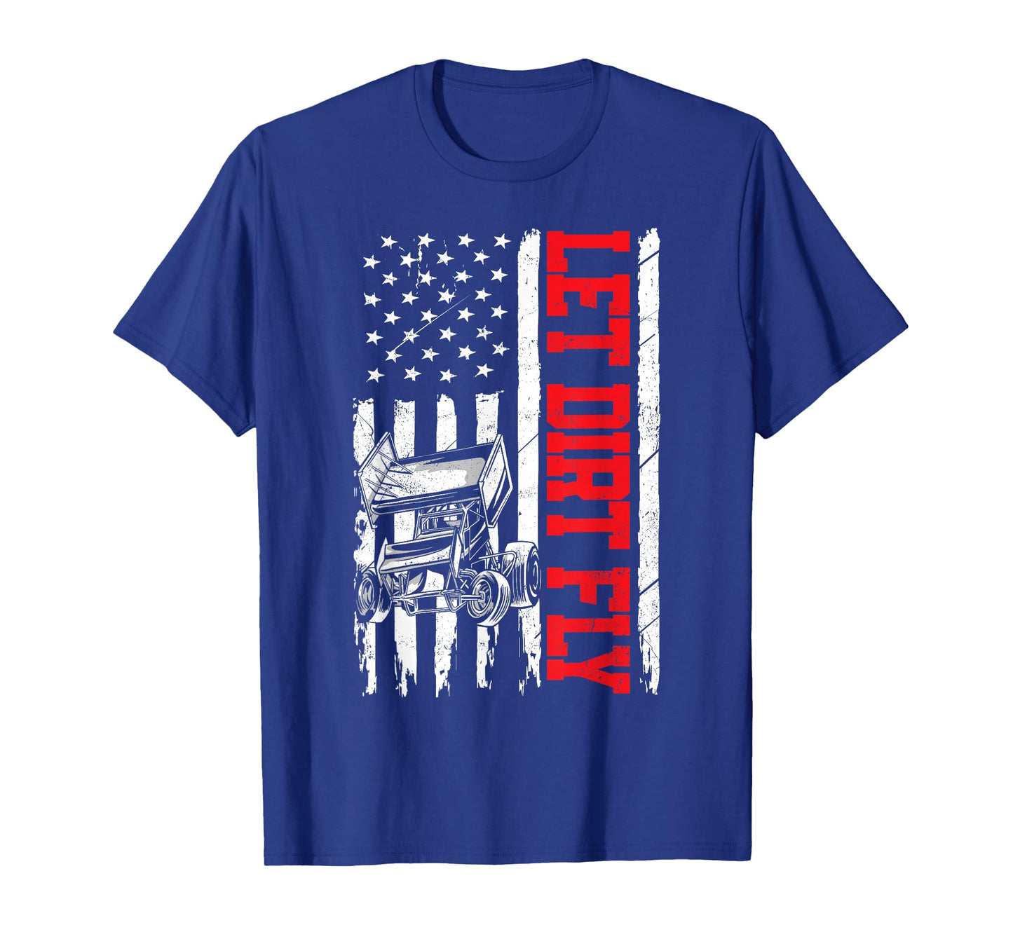 Dirt Track Racing Race Sprint Car Vintage Usa American Flag T-Shirt