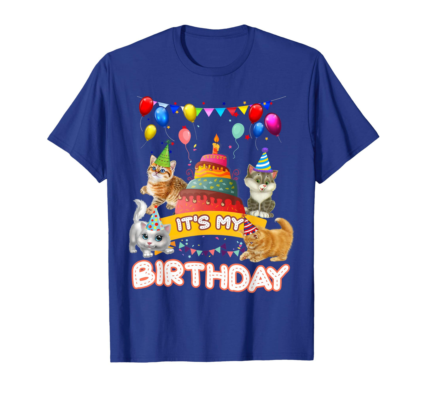 It's My Birthday Cat and Kitten Party Day Girl's and Boy's T-Shirt Small