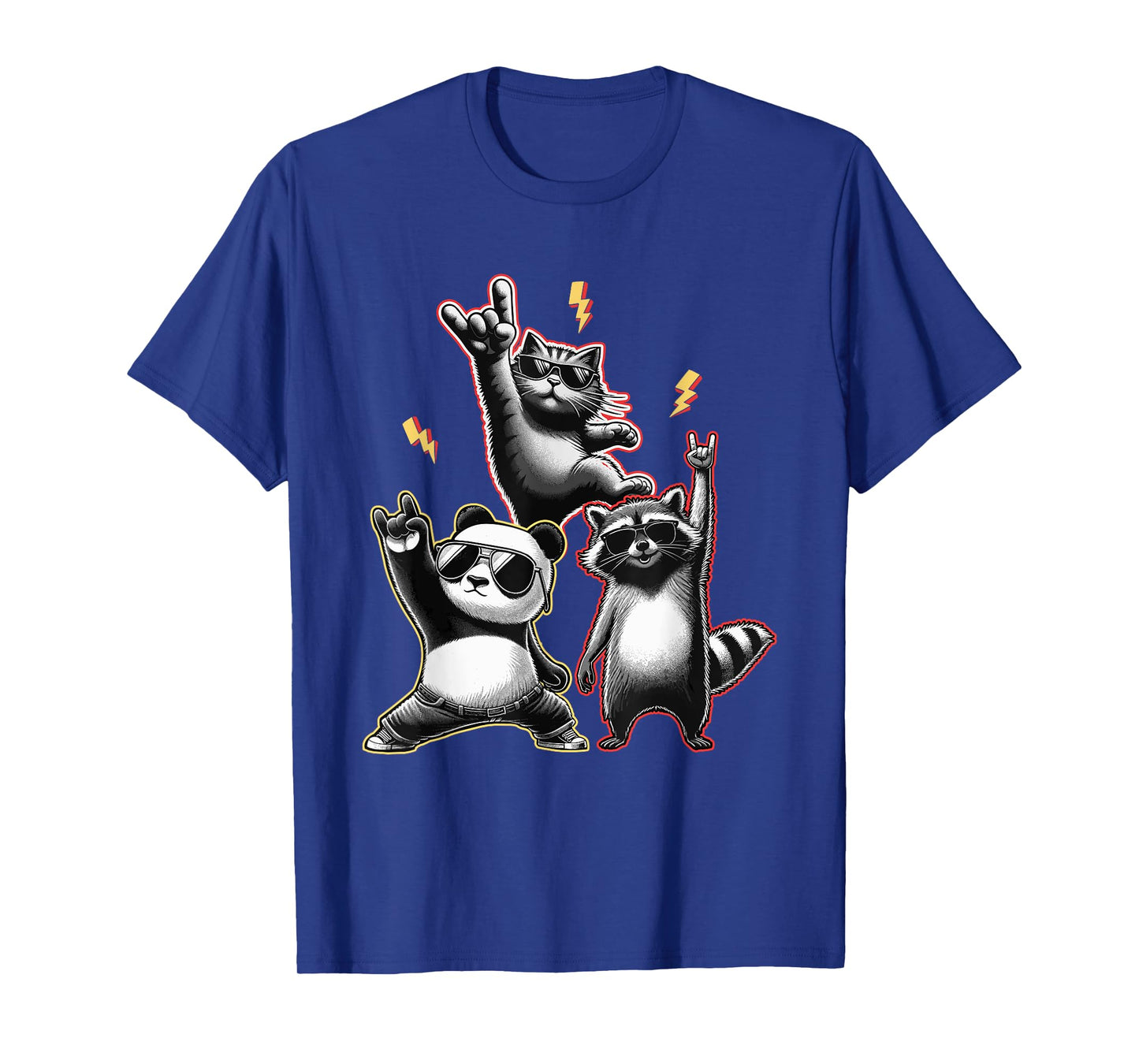 Rock Music Raccoon Panda Cat Men Women Kids Funny Rock T-Shirt