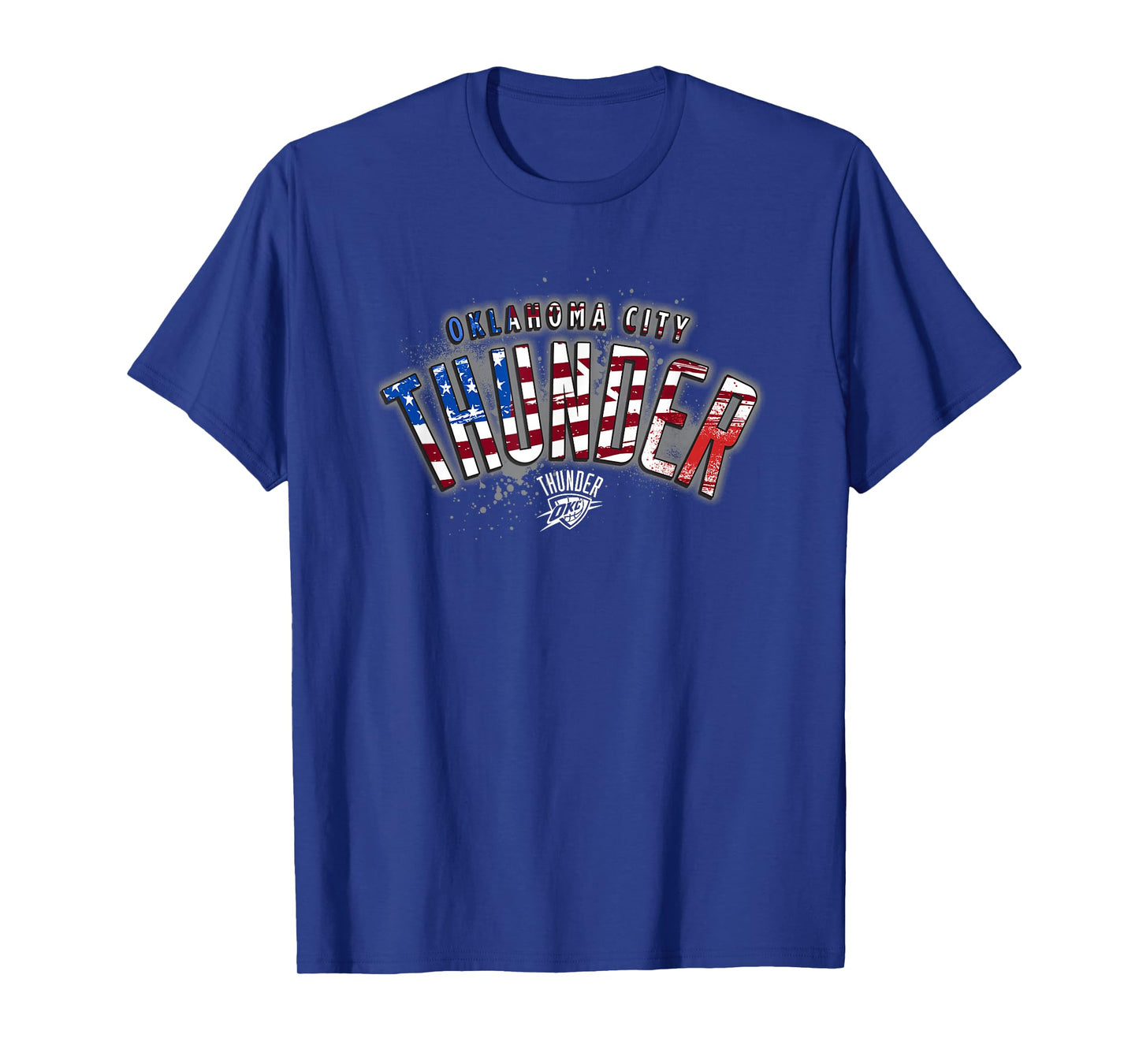 NBA Oklahoma City Thunder American Flag Distressed Paint T-Shirt