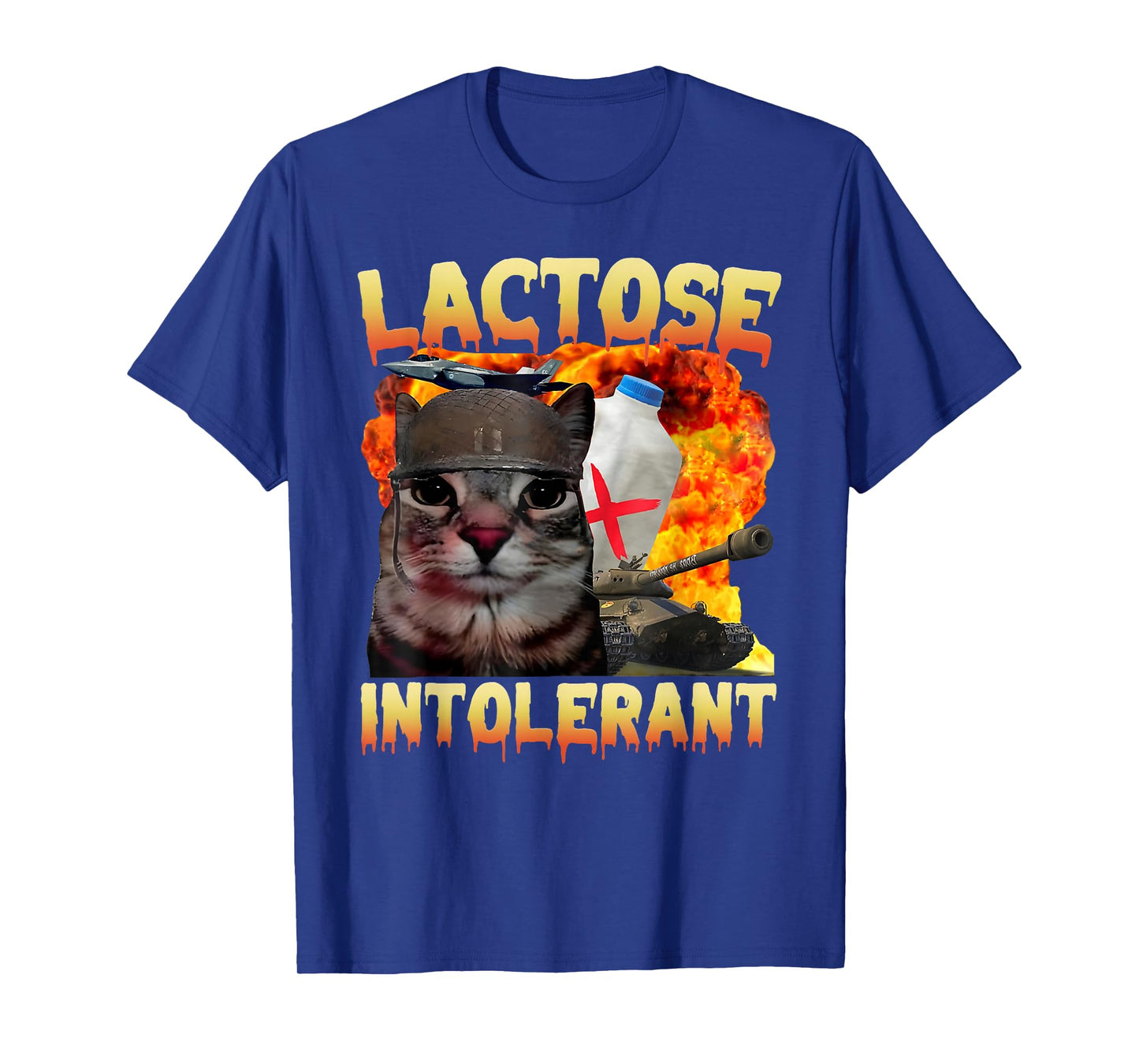 Lactose Intolerant Silly Cat Meme Funny Saying Cat Lover T-Shirt