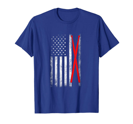 USA Flag 4th Of July Drum Sticks T-Shirt for Women Kids Men