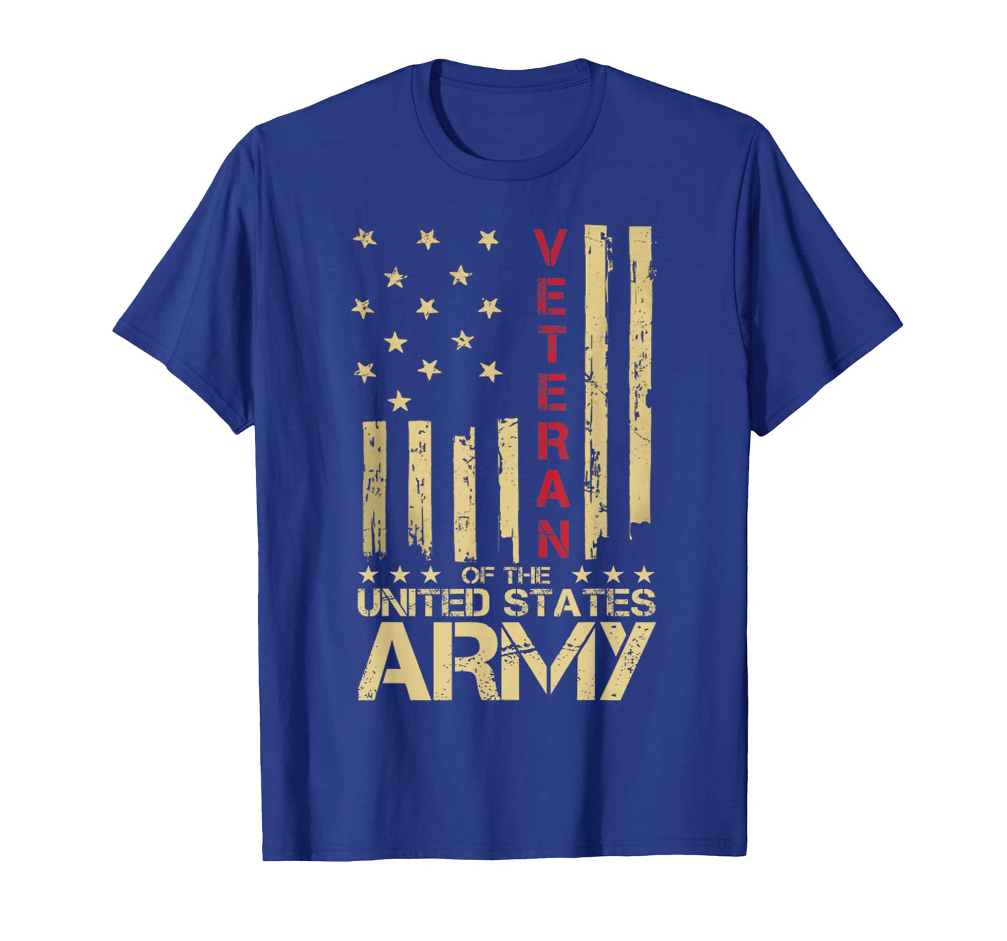 Patriotic U.S Army Veteran Red Line American Flag Vintage T-Shirt Small