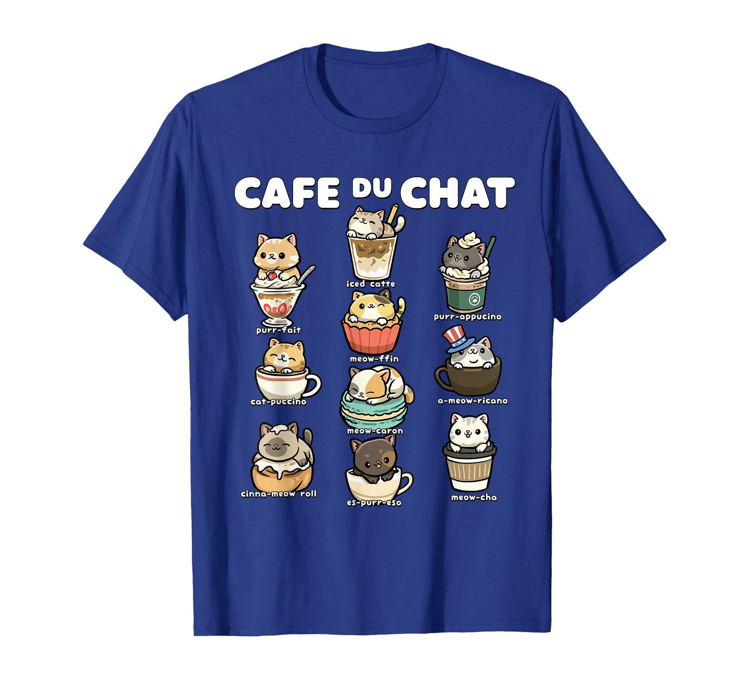 Cafe du Chat Cute Coffee Cats Kawaii Pun T-Shirt