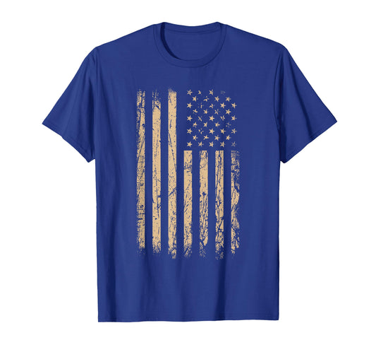 Tan Stars & Stripes Vertical Tan Color Graphic T-Shirt