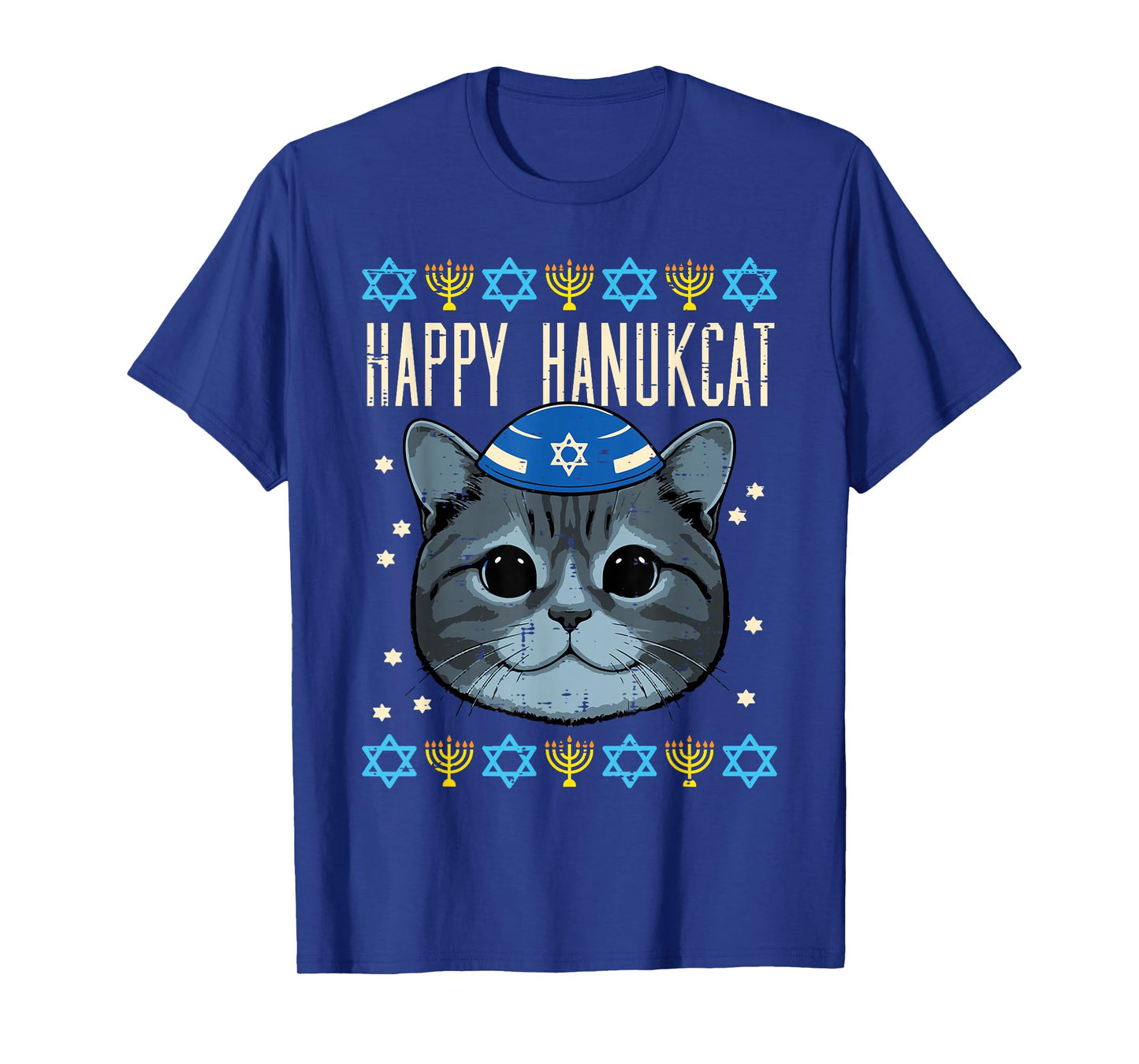 Hanukkah Cat Happy Hanukcat Ugly Chanukkah Women Men Kids T-Shirt