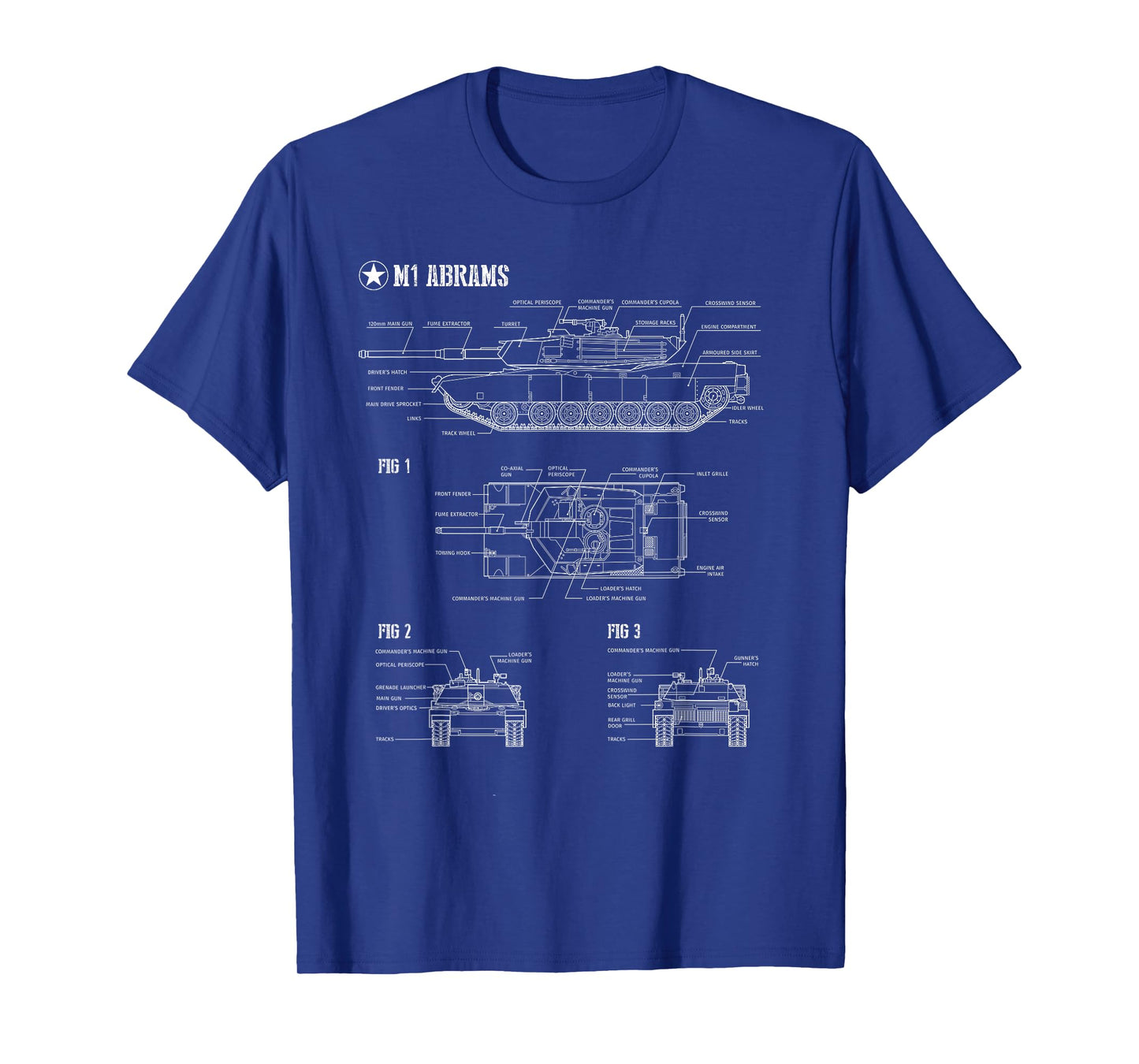 American M1A1 Abrams Main Battle Tank Blueprint T-Shirt