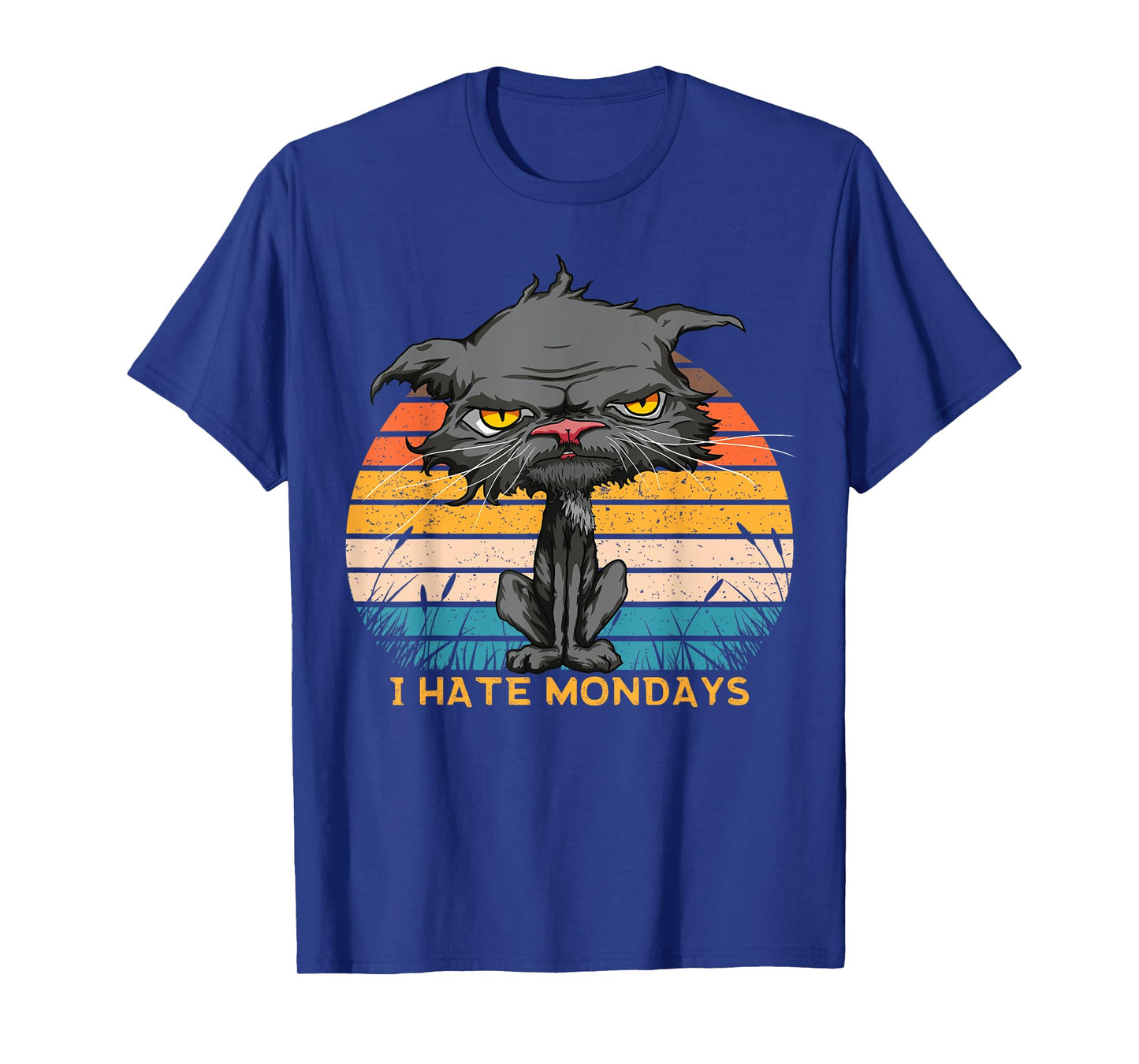 I Hate Mondays Bored Cat Yellow Eyes Retro Vintage Cat Lover T-Shirt