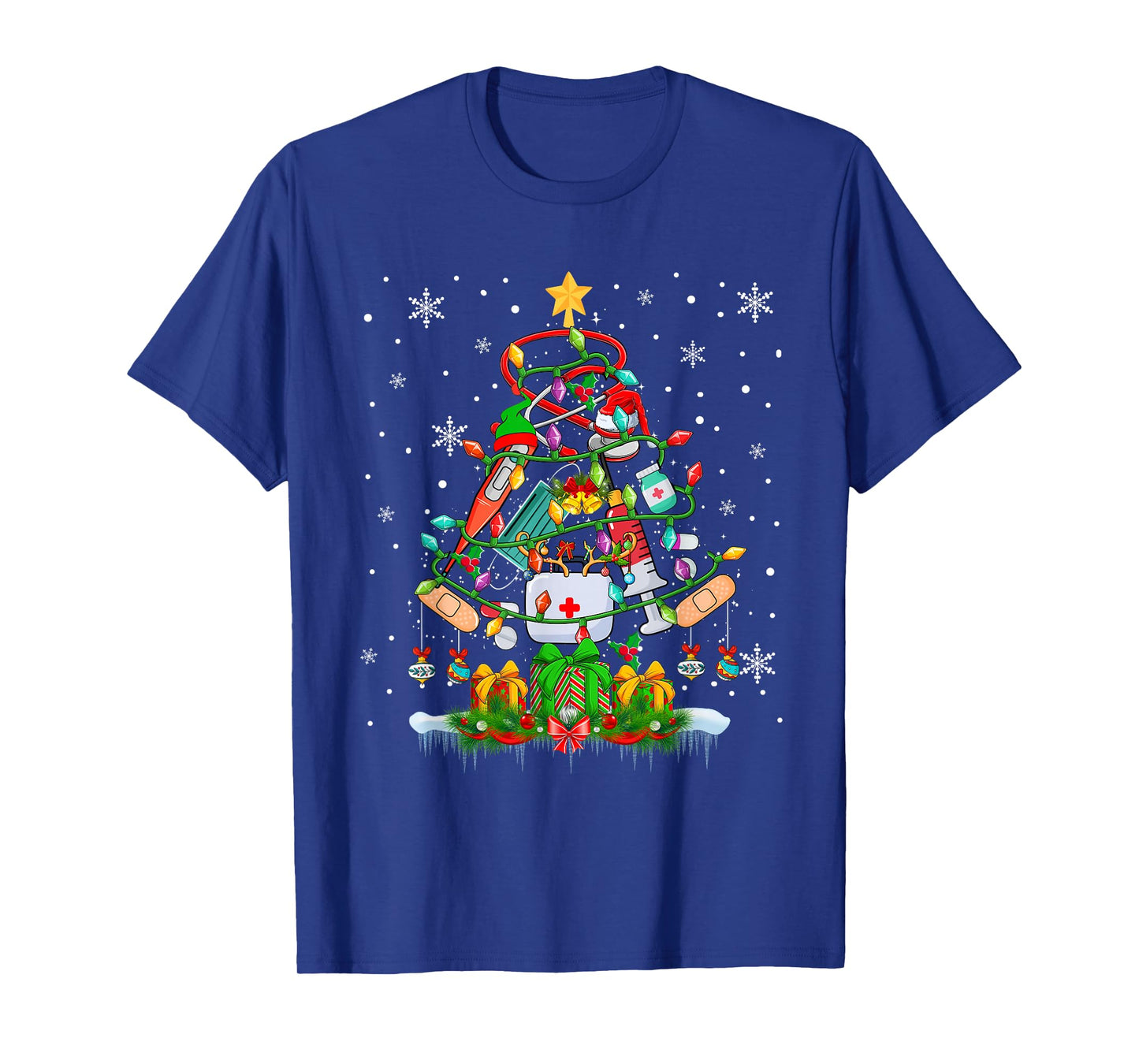 Christmas Tree Santa Reindeer Elf Medical Instruments Doctor T-Shirt