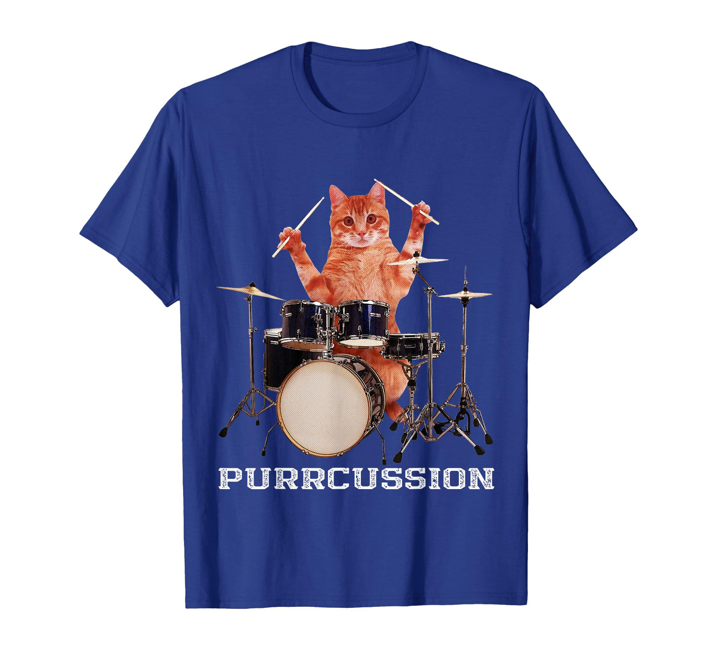 Funny Feline Musicians Shirts & Gifts - Purrcussion Cat Drummer T-Shirt - Black, Unisex, Adult, Small, Short Sleeve, Classic Fit, Cotton Blend, Cat Lovers