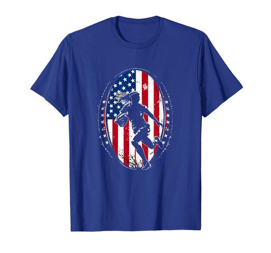 American Rugby Woman Flag USA United States Rugby Girls T-Shirt