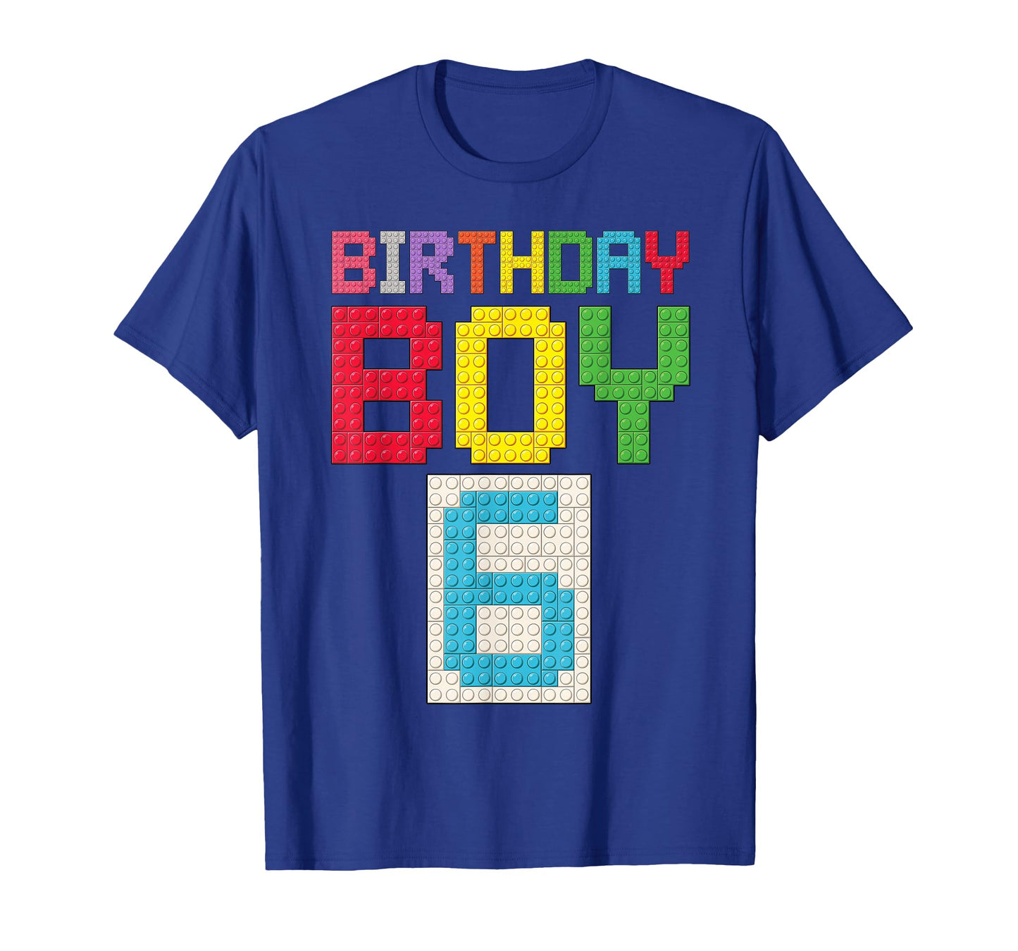 6th Birthday Boy Master Builder 6 Years Old Block Building T-Shirt