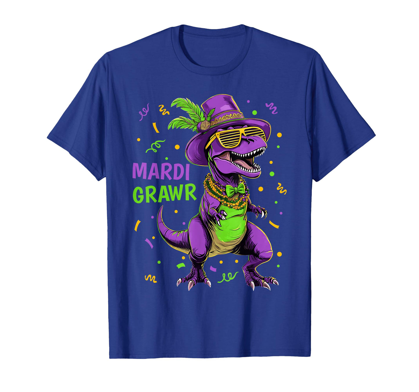 Mardi Grawr T-Rex Dino Costume Toddler Boys Kids Mardi Gras T-Shirt