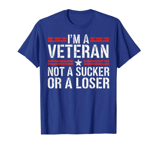 I'm Veteran not Sucker or Loser Patriotic USA Flag Vintage T-Shirt