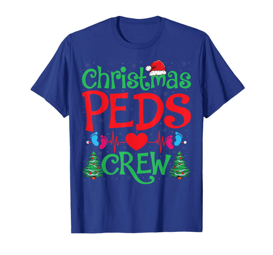 Christmas PEDS Crew Santa Hat Xmas Tree Pediatric Nurse T-Shirt