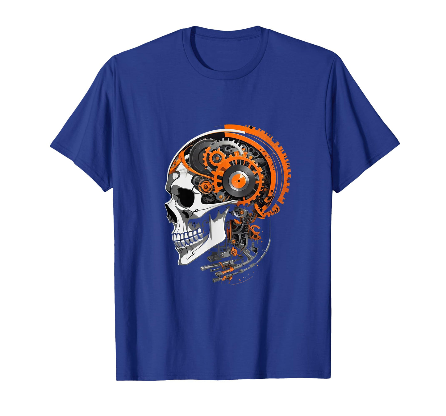 Cyberpunk Skull with Gears Vinyl Record Art Futuristic T-Shirt