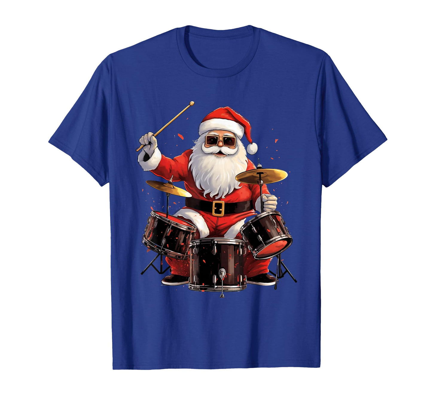 Santa Drumming Funny Musician Christmas Holiday Pajamas T-Shirt