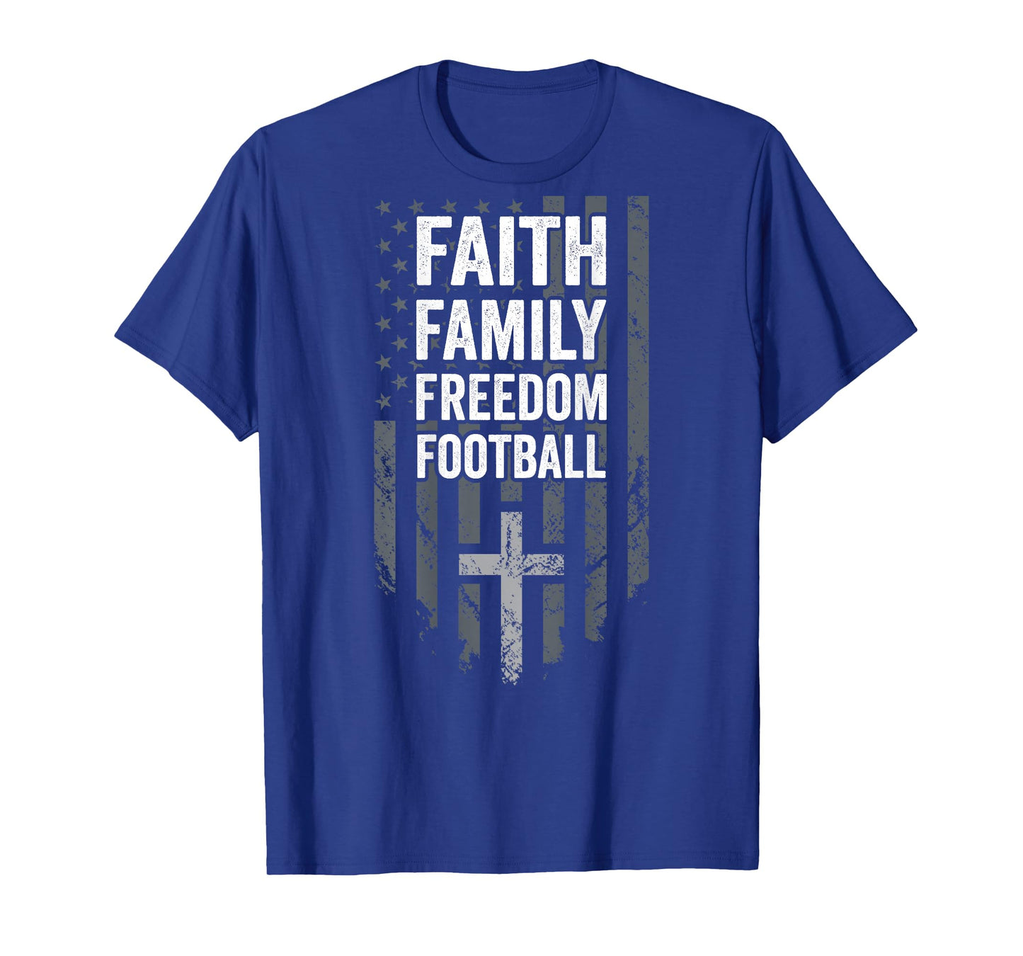 Faith Family Freedom Football - USA Cross Flag - ON BACK T-Shirt