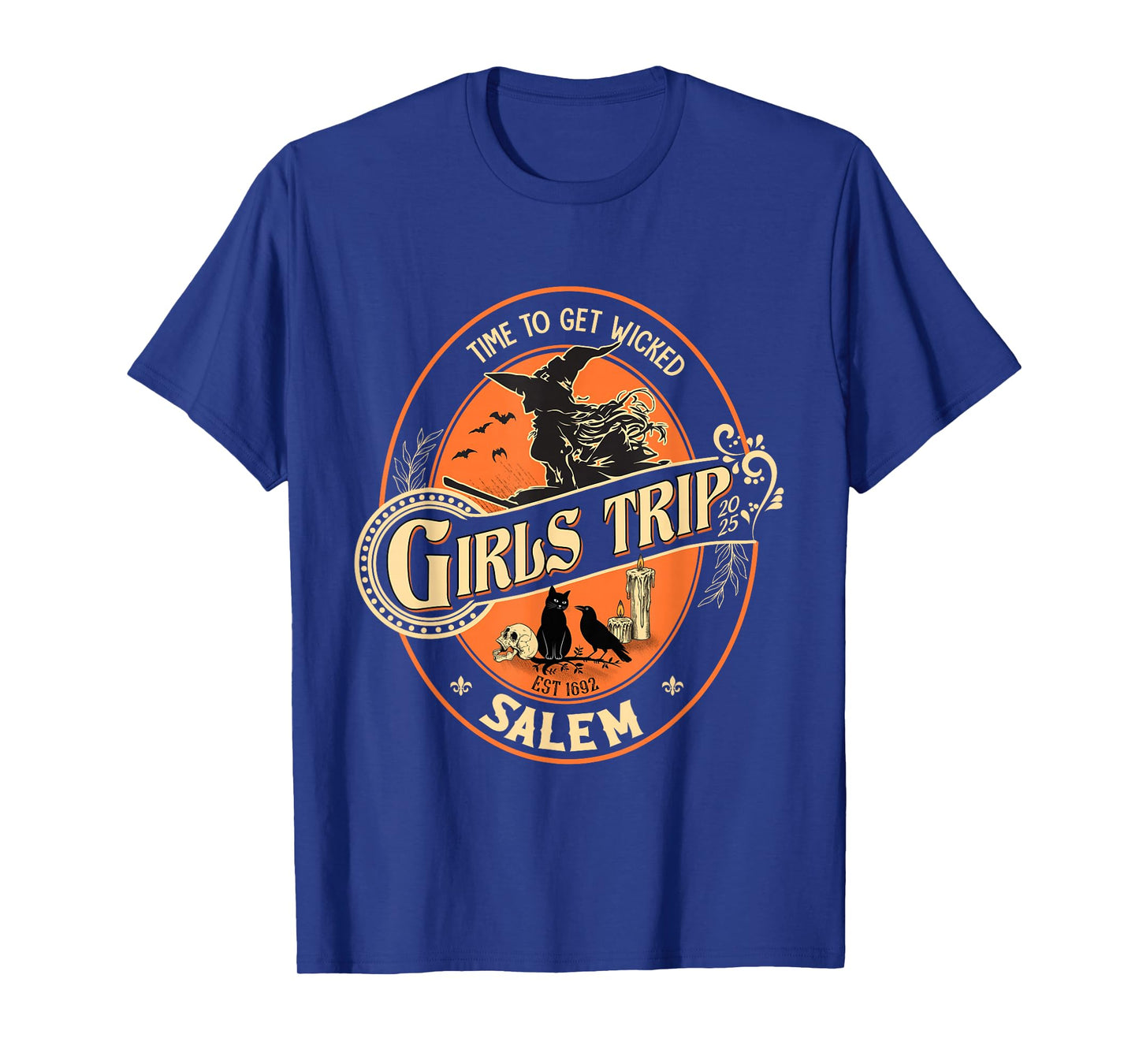 Halloween Girls Trip to Salem Time to Wicked Cats Retro T-Shirt