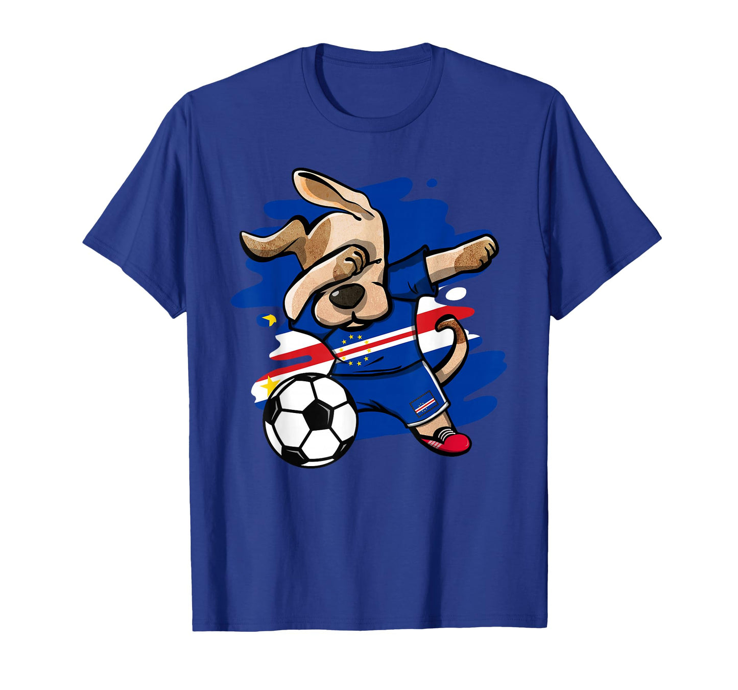 Dabbing Dog Cape Verde Soccer Fans Jersey Cape Verdean Flag Men Women Kids T-Shirt