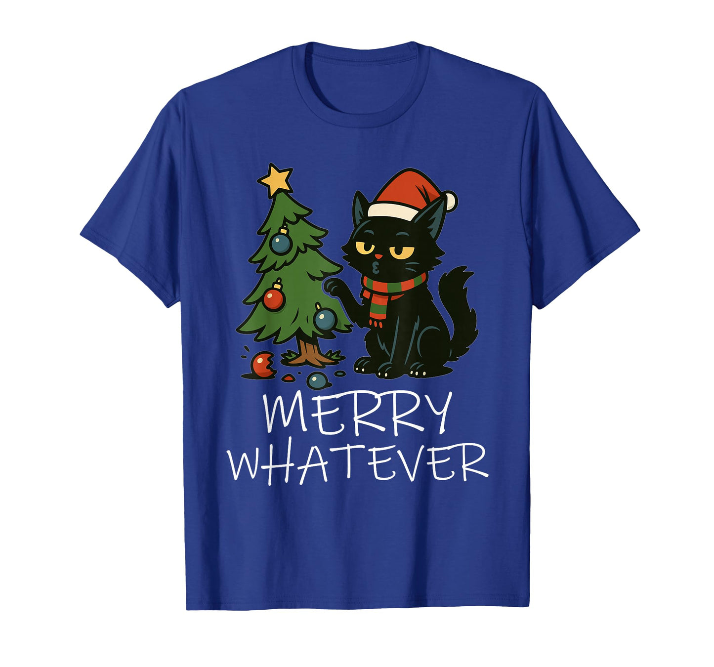 Funny Christmas Cat Tee, Grumpy Holiday Humor for Cat-Merry T-Shirt