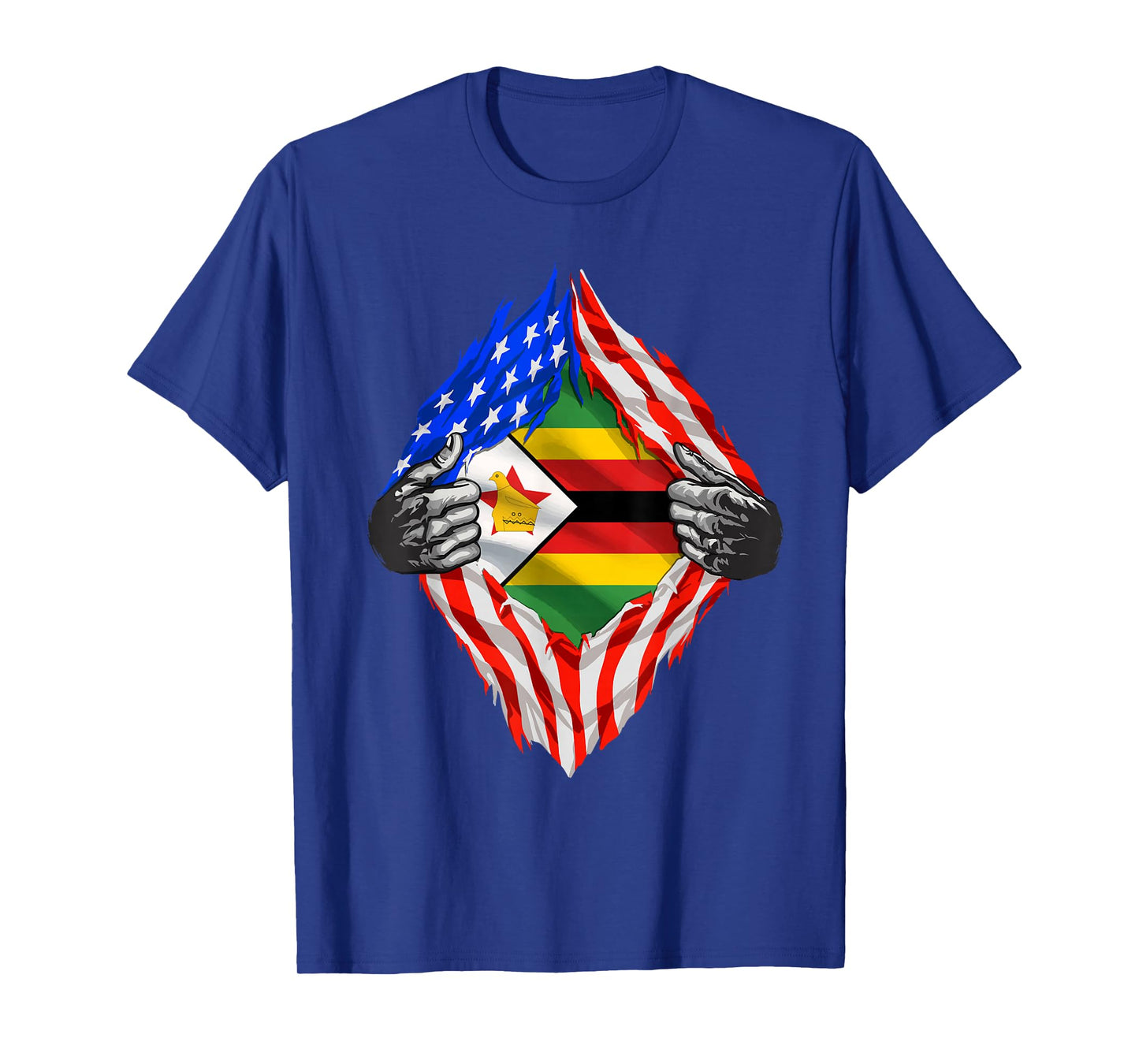 Super Zimbabwean Heritage Proud Zimbabwe Roots USA Flag T-Shirt