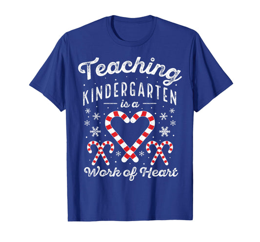 Christmas Candy Cane Work of Heart Xmas Kindergarten Teacher T-Shirt for Men Women Kids