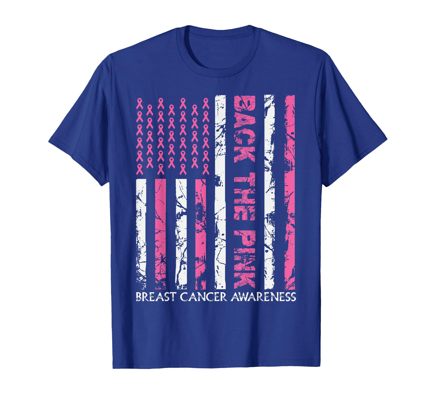 Back The Pink Breast Cancer Awareness US American Flag T-Shirt