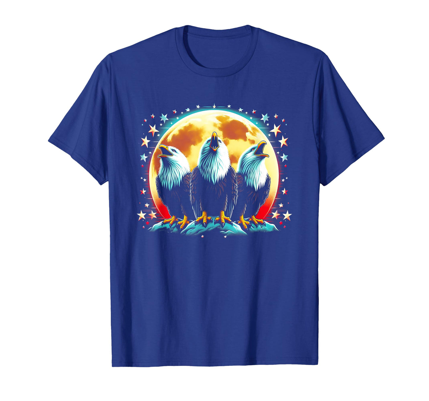 3 Eagles Howling At The Moon Funny Eagle Bird Lover Birder T-Shirt